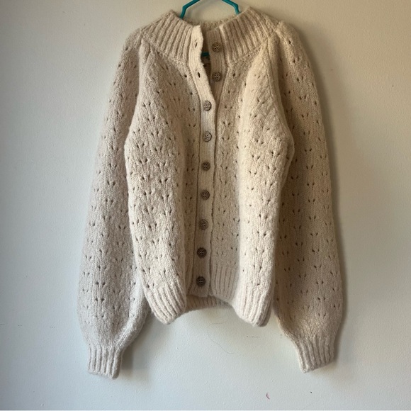 Rylee + Cru Girls Knit Cardigan Sweater 8-9Y Cream Button Front Wool Blend - Picture 1 of 11